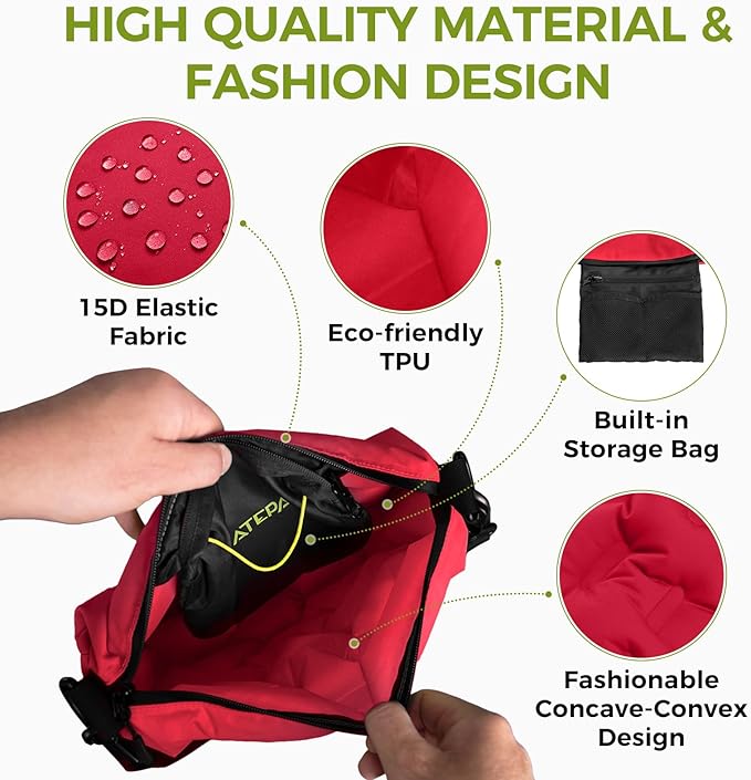 ATEPA 4-in-1 Travel Cushion, Ultralight Portable Inflatable Pillow Seat Cushion Neck & Back Support Travel Bag with Zippered Protection & Convertible Strap for Airplane Camping Backpacking
