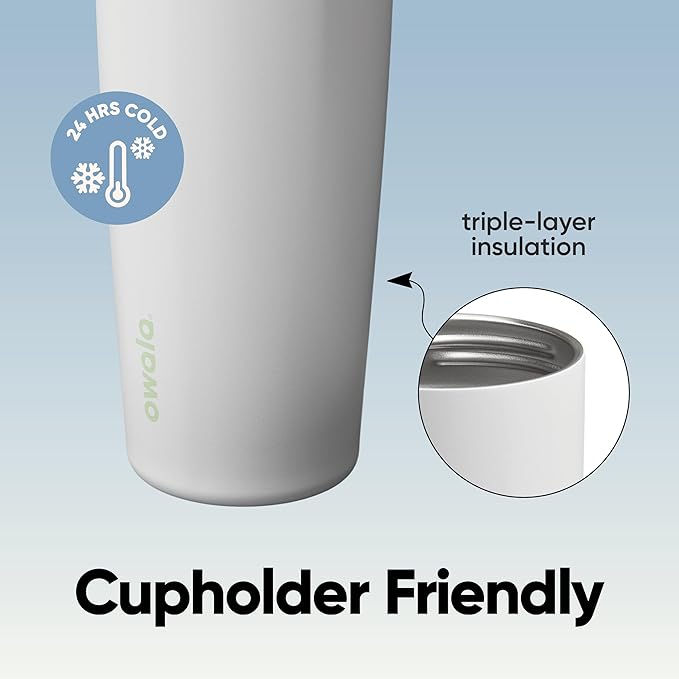 Owala FreeSip Sway Insulated Stainless Steel Water Bottle with Two-Way Spout, Built-In Straw and Bucket Handle, Made for Travel, School, and Sports, 30oz, BPA Free, Leak Proof, Iced Breeze