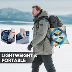 Camping Blanket, 2-in-1 Wearable Puffy Camping Blanket with Hood & Snap Buttons Waterproof Lightweight Travel Blanket Converts to Pillow for Backpacking, Beach, Picnics, Stadium(Kaleidoscope)