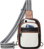 3L SMALL Sling Bag Fanny Packs For Women Men Mini Crossbody Chest Belt Travel Bag Purse Handbag Faux Leather Fashion Cute Light Grey