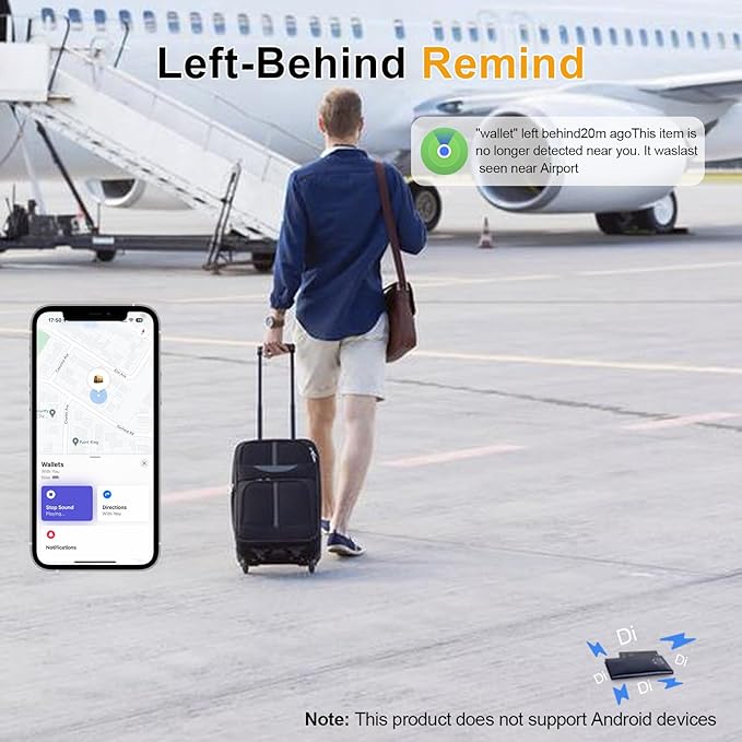 [Apple MFi Certified] LBPRT Air-Tag Card Rechargeable Wallet Tracker Thin 1.6mm, Item Finder Work with Apple Find My APP (iOS Only, Android not Supported) Smart Locator for Luggage Suitcase, Purse,Bag