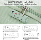 Hanke 16 Inch Underseat Carry on Luggage with Wheels,Small Hard Shell Suitcases for Weekender,Travel Approved Lightweight Travel Luggage Suitcase for Womem Men,Bamboo Green.