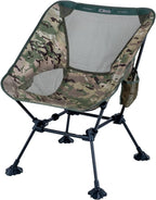 iClimb Ultralight Compact Camping Folding Beach Chair with Anti-Sinking Large Feet and Back Support Webbing (Woodland - Square Frame - 2PC)