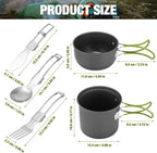 SS SUNSBELL Camping Cooking Set, Non-Stick Camping Pot and Pan Set, Portable Camping Cookware with Foldable Cutlery, 1-2 People Multifunctional Outdoor Cooking Equipment for Hiking, Picnicking