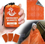 3-Pack Emergency Blanket, Extra-Thick Extra-Large Survival Blanket, Thermal Reflective Emergency Thermal Blanket for Outdoor Adventures, for Camping, Hiking, and Car Emergencies