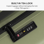 LEVEL8 Carry on Luggage Airline Approved with Spinner Wheels, Lightweight Luminous Textured Travel Bags for Women Men, Tsa Lock Cabin Suitcase, 20 Inch, Pickle Green