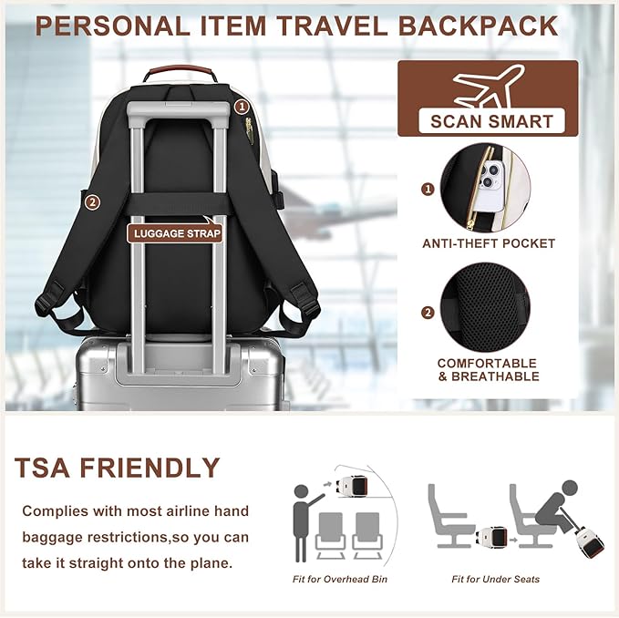 Focdod Laptop Backpack for Women Bookbag: 15.6 inch Work Backpacks with Pouch Pocket for Large Capacity Cup & USB Charger College Book Bag Travel Business Nurse Teacher Bookbags Anti-theft Back Pack