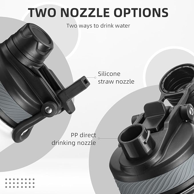 ROCKBROS Insulated Water Bottle with Straw, Stainless Steel Sports Water Cup Flask Leak Proof with Handle Keep Warm and Cold for Hiking, Cycling, Bike Travel, School Sports, Gym