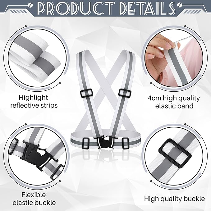 Hercicy Reflective Running Vest Reflective Running Shirt with Safety Straps High Visibility Construction Vest for Night Cycling Hiking Jogging Dog Walking