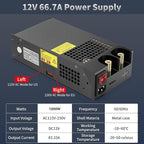 MYSWEETY 12V Power Supply, AC to DC Converter 110V AC to 12V DC Converter, New Version Power Supply Max 83.4A 1000W Transformer for RV, Radio/Car Stereos, LED Strip, Travel, 3D Printer