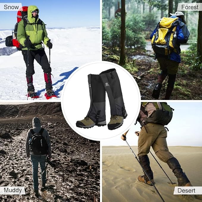 Gaiters for Hiking Waterproof, Leg Gaiters with Upgraded Zipper Design, Lightweight Shoe Gaiters for Men Women, Dirt-Proof Ripstop Hiking Gaiters, Breathable Boot Gators for Hunting