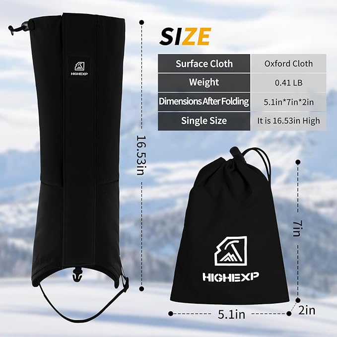 Leg Gaiters 100% Waterproof Adjustable Shoe Snow Boot Guard Gators for Hiking Shoe Cover Hunting Snowshoeing Climbing Walking for Women Men