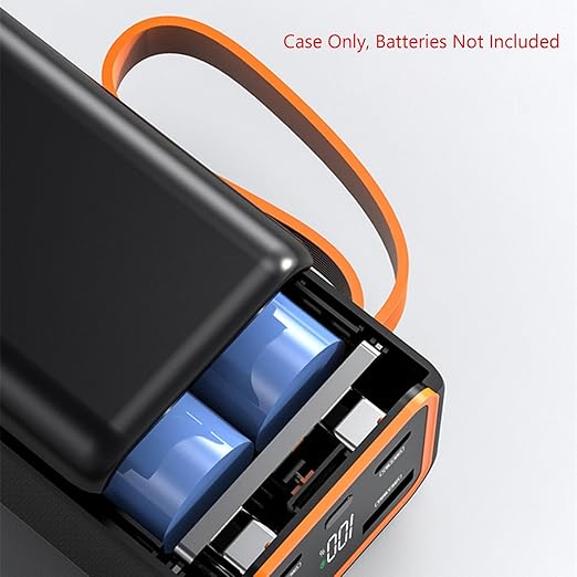 Portable Black DIY Power Bank Case with LCD Display 4 Slots 21700 Battery Charger Shell Box Fast Charging Power Bank Accessory