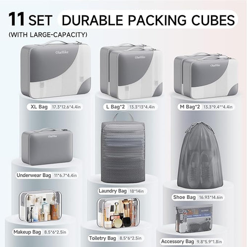 11 Set Packing Cubes for Travel, Gifts for Women Mom,Anti-Tearing Suitcase Organizer,OlarHike Vacation Essentials & Accessories for Cruise Ship