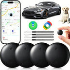 Dual System GPS Tracker for iOS and Android Bluetooth Tracker Smart Tags Compatible with Apple Find My (iOS) & Google's Find Hub (Android) for Keys, Vehicles, Car, Luggage, Wallet (4-Pack)