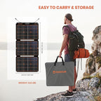 FlexSolar 120W Portable Solar Panel for Power Station, High Efficiency ETFE Foldable Solar Charger with Ajustable Stand and 4-in-1 Cable for Most Solar Generator/RV/Camping/Emergency Power Supply
