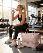 HOTOR Travel Duffel Bag - Weekender Bags for Women, Gym Tote Bags with Shoe Compartment, Carry On Overnight Bag with Toiletry Bag for Travel Essentials and Travel Accessories, Pink, 13.4"×17.3"×7.9"