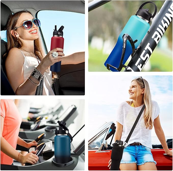 32oz Insulated Water Bottle with Straw - Spout Lid, Protective Boot, Vacuum Stainless Steel Bottles Leak-Proof, Thermo Mug Flask Fit in Car Bike Cup Holder Father's Day Gift