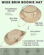 Sun Hats for Men Women Bucket Hat UPF 50+ Boonie Hat Foldable UV Protection Hiking Beach Fishing Summer Safari