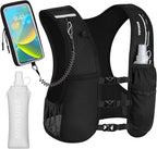 MOKURA Running Vest for Women Men, Adjustable Reflective Running Hydration Vest with 500mL Soft Flask and Phone Holder, Lightweight Water Bottle Vest for Marathon Trail, Hiking, Racing