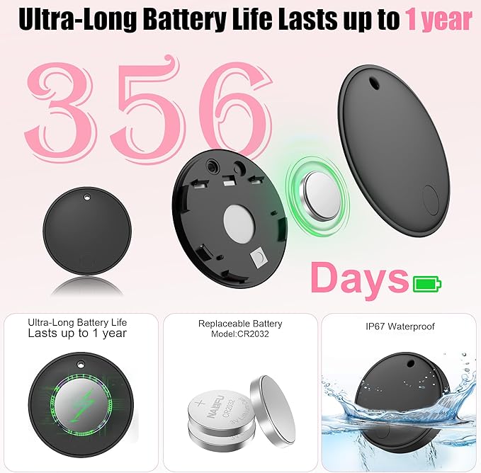 Tracker Smart Tags Android & iOS-2 Packs,Dual System Bluetooth Air Luggag Tracker Keys Finder/Item Locator Work with Apple Find My (iOS)&Google's Find Hub(Android) for Key,Backpack,Luggage Black