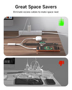 ZEEHOO Multi Charging Cable, 100W Dual USB C Charger Cable, for Apple Watch Charger, 3 in 1 Fast Charging Cable, iPhone 17/16/15 Pro, iPad, MacBook, AirPods, Nylon Braided Travel Cable