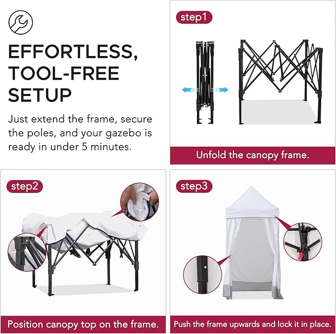 Sunjoy 4 x 4 Pop-Up Canopy Tent, Portable Instant Privacy Changing Tent, Toilet Stall with Sidewalls, Light Weight Sun Shelter with Carry Bag, for Camping and Beach, Gray