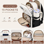 Laptop Backpack for Women Bookbag: 17 inch Work School Backpacks with Pouch Pocket for Large Capacity Cup & USB Charger College Book Bag Travel Business Nurse Teacher Bookbags Anti-theft Back Pack