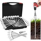 20 Pack 8" Screw in Tent Stakes Heavy Duty- Ground Anchors Screw- Tent Pegs Camping Stakes- Hex Pegs Drillable Tent Stakes and Hexagon Head Drive and Storage Box (White)