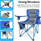 Oversized Camping Chairs for Adults, Folding Chairs for Outside Heavy Duty - 400lbs Support with Cup Holder, Cooler Bag and Side Pocket, Portable for Lawn, Outdoor Sports