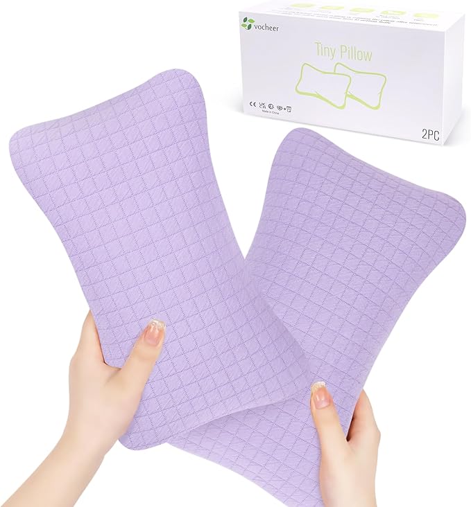 vocheer 11x7in Mini Travel Pillow, Small Pillows for Sleeping, Tiny Pillows for Neck, Wrist, Lumbar and Knee, Pets Pillow, Cotton, Cover Removable, Machine Washable (Purple-2PC)