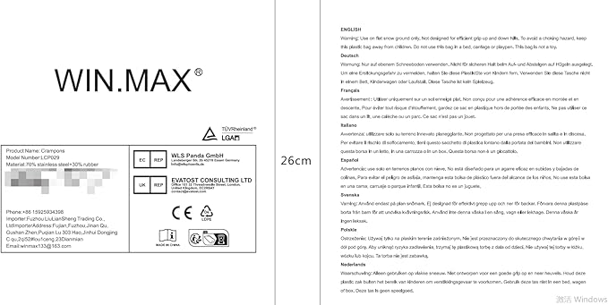 WIN.MAX Crampons for Shoes, Traction Cleats Ice Snow Grips with 19 Stainless Steel Spikes, Shoe Talons Anti - Slip Boots Spikes for Walking, Jogging, Climbing and Hiking