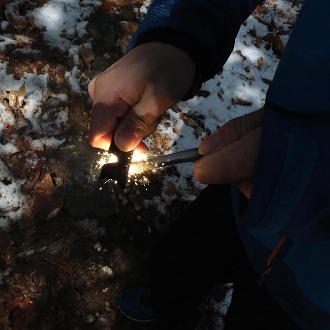 Fire Starter Survival Kit – 4 Ferro Rods (4", 3.2", 2×2.4"), 2 Strikers, 2 Tinder Wicks (13" Each), and 2 Paracords (40“ Each). Flint and Steel Emergency Tool.