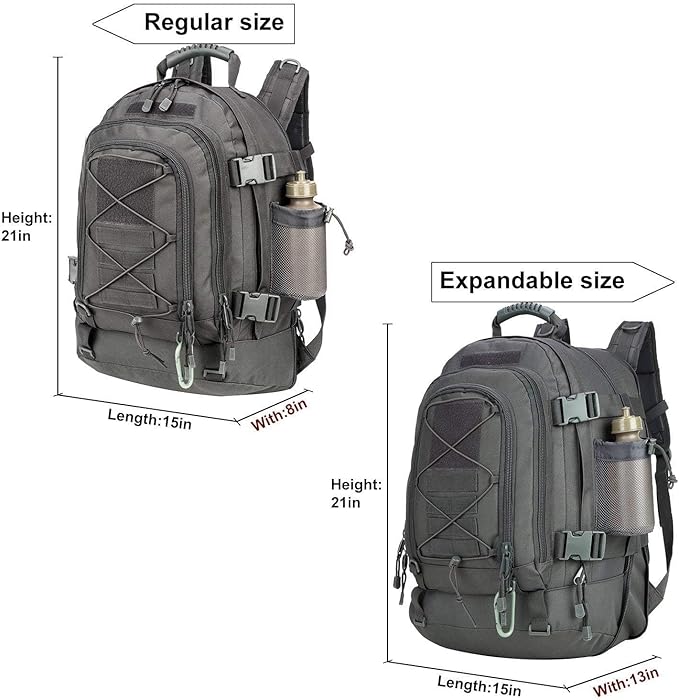 Tactical Backpack Military Hiking Daypack - Molle Backpack for Men 3 Day Assault Pack Bug Out Bag for Camping (Grey)