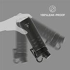 IDEUS Insulated Stainless Steel Water Bottle with 2 Leak-Proof Lids, Thermal Water Flask for Hiking Biking, 24oz, Black