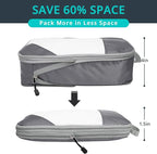6 Set Compression Packing Cubes for Travel - Compressible, Lightweight, and Space-Saving Packing Cubes, Travel Essentials for Women, Grey