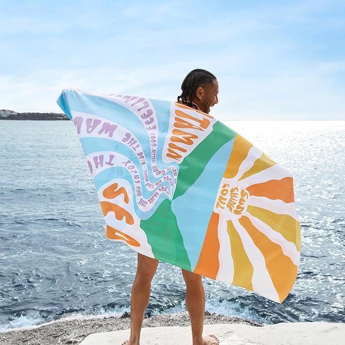 Dock & Bay Beach Towel - Quick Dry, Sand Free - Compact, Lightweight - 100% Recycled - Includes Bag - Vitamin Sea - Extra Large (200x90cm, 78x35)