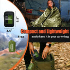 Frelaxy Emergency Sleeping Bag 1-Pack/2-Pack, Extra-Thick Compact Survival Bivy with Whistle, Storage Pouch, and EVA case, Perfect for Survival Kits (Army Green - 1 Pack)