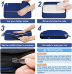 BAGAIL 4 Set/6 Set/8 Set Compression Packing Cubes Travel Accessories Expandable Packing Organizers (Cloth Pattern, 4-Navy)