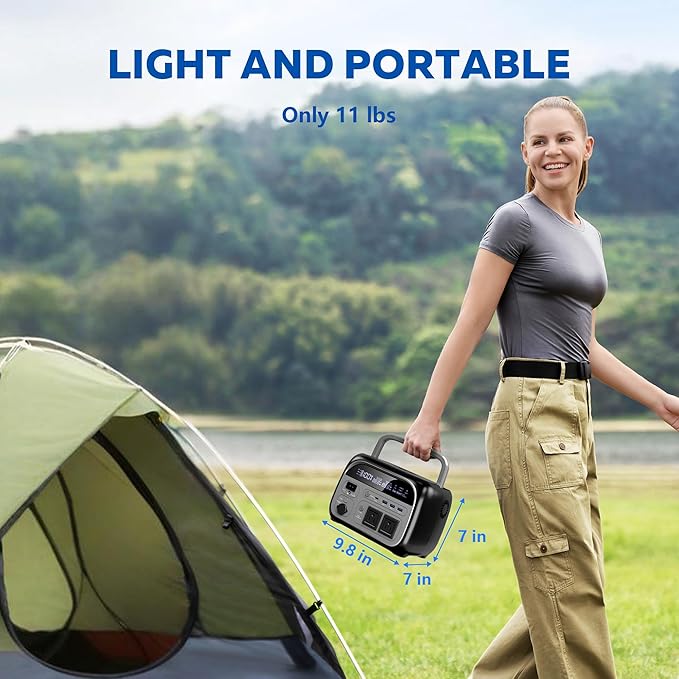 Portable Power Station with 100W Solar Panel, 345Wh LiFePO4 Battery Solar Generator with 500W AC Output for Camping RVs Travel Home Use