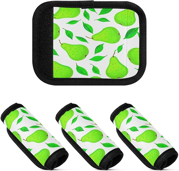 Pears 4 Pack Neoprene Suitcase Wraps, Luggage Handle Wraps with ID Tag, Non-Slip Suitcase Handle Covers for Travel, Bag Strap Pad