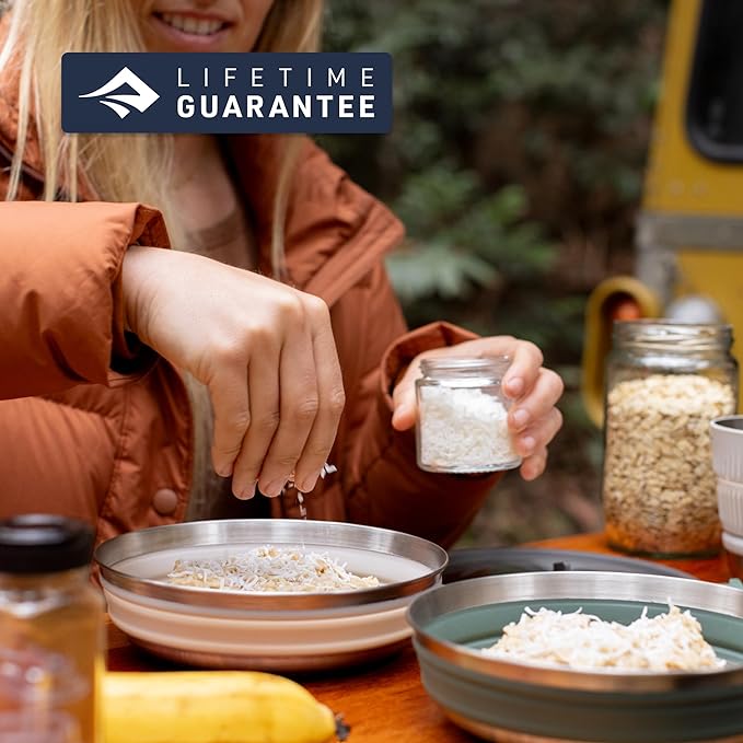 Sea to Summit Detour Stainless Steel Collapsible Bowl, Medium (22 fl oz), Beluga Black