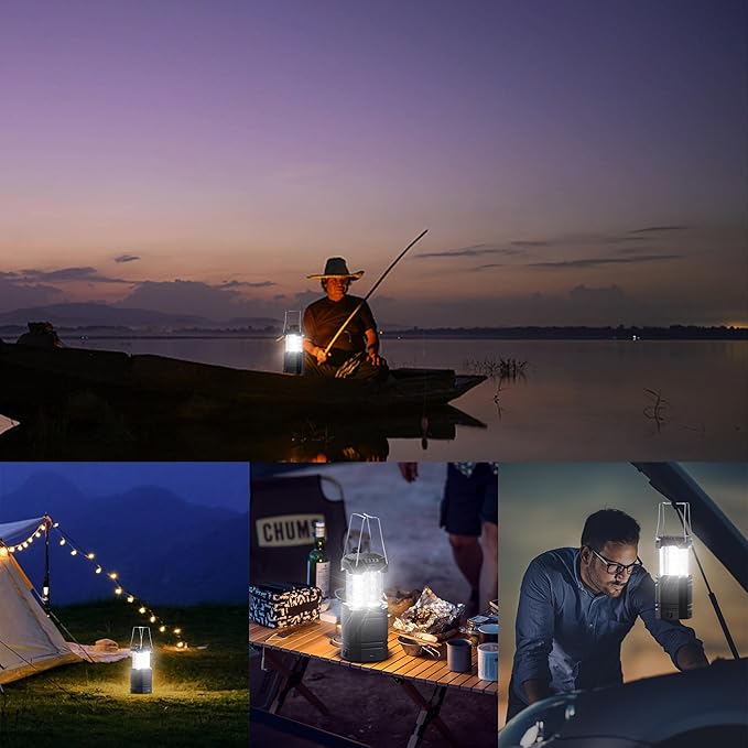 3000mAh Large Capacity Hand Crank Solar Camping Lantern, Portable Ultra Bright LED Torch, 23-26 Hours Running Time, USB Charger, Electronic Lantern for Outdoor