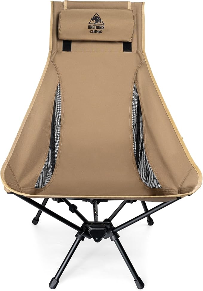 OneTigris Tigerblade High Back Camping Chair with Pillow Design, Comfortable Widened Seat Folding Chair