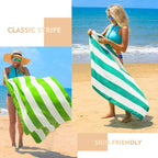 Exclusivo Mezcla 4 Pack Cotton Oversized 35x70 Inches Soft Cabana Stripe Thick Beach Towel, Super Absorbent Travel Bath Pool Towel (Turquoise)