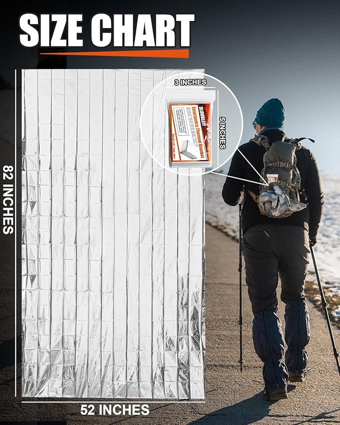 Emergency Thermal Blanket 20-Pack – Reusable Mylar Space Blanket for Camping, Car Survival Kit, Waterproof Outdoor Gear, Heavy-Duty Emergency Heat Retention