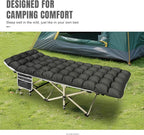 YELLOW JACKET Camping Cot with Mattress for Adults, Folding Sleeping Cot 600lbs Max Load, Portable Camping Cot with Carry Bag, 28" Wide Cot for Camping, Home,Office,Travel (Black)