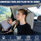 Travel & Camping Comfortable Memory Foam Pillow – Easy to Carry Portable Bag – Temperature Regulating Pillow Case (Grey Contour + Extra Cover)