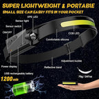 LED Headlamp, 2 Pack Rechargeable Flashlight for Adults, 230 Wide Beam Headlight, Motion Sensor Head Lamp, Adjustable Headband Outdoor Waterproof Head Light for Running, Camping, Hiking