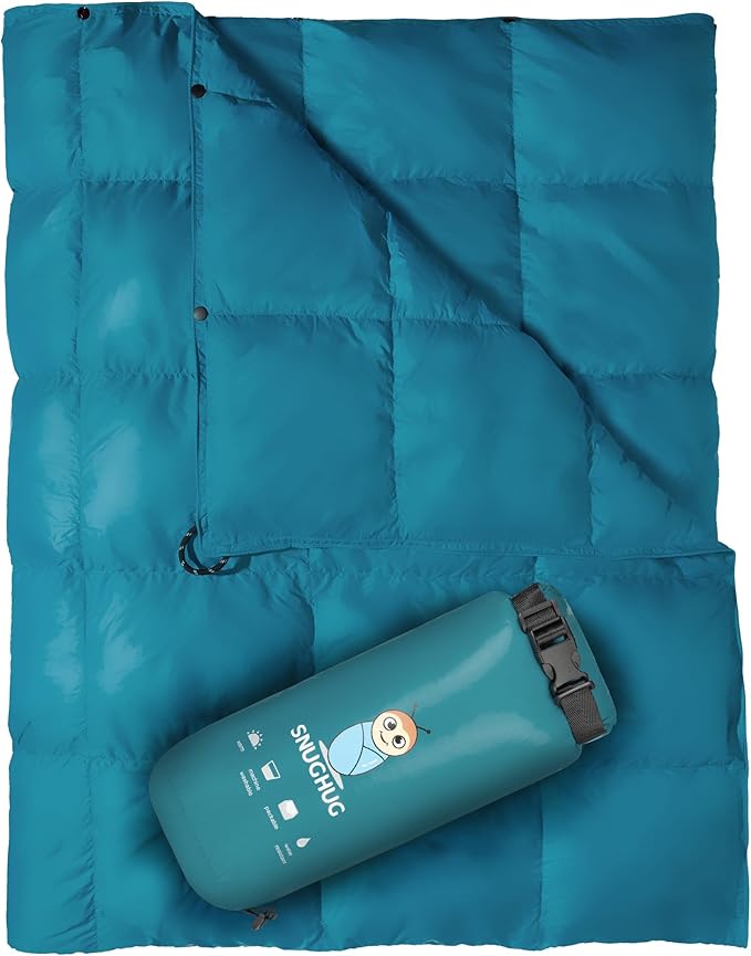 Puffy Blanket for Cold Weather - Down Camping Blanket with Sustainable Insulation, Lightweight & Warm Outdoor Camping Quilt, Water-Resistant, Compact & Packable